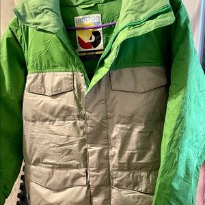 Burton Men’s Medium DRYRIDE snow boarding jacket. Neon green and grey.